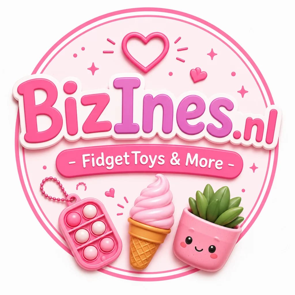 BizInes.nl, Fidget Toys & More: logo met pop-it, ijsje en cactusje